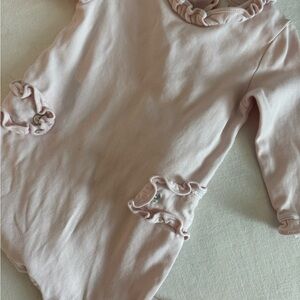 Lila and Hayes Pale Pink Ruffled Baby Girl Onesie 6-9 months